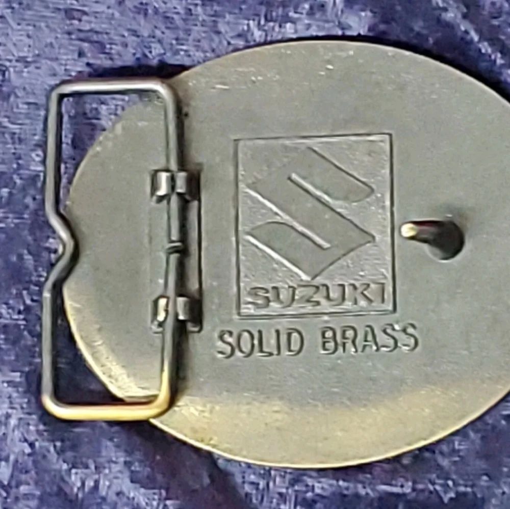 1986 Suzuki Cavalcade Solid Brass Belt Buckle Motorcycle Bike Biker Oval Classic